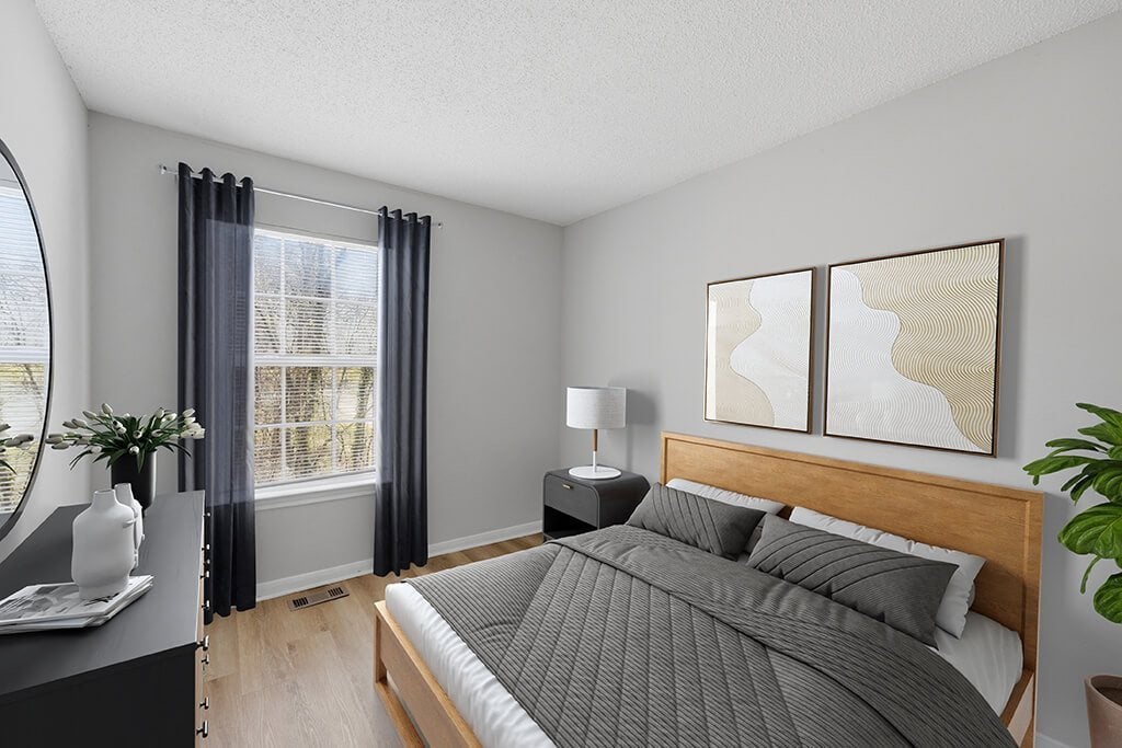 Bedroom with window at Greens of Pine Glen in Durham NC